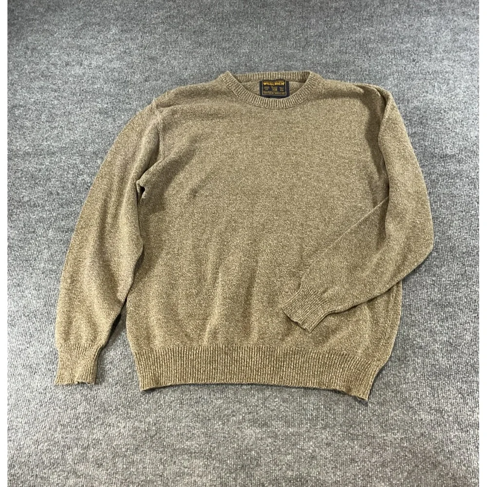 Woolrich Sweater Mens XL Tan Crewneck Knit Pullover Casual Outdoor Warm Classi